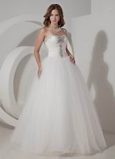 Sweetheart Beaded Bodice Ivory Floor Length Wedding Dress