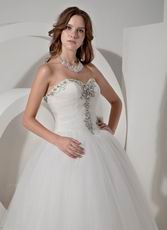 Sweetheart Beaded Bodice Ivory Floor Length Wedding Dress