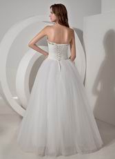 Sweetheart Beaded Bodice Ivory Floor Length Wedding Dress