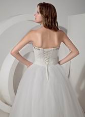 Sweetheart Beaded Bodice Ivory Floor Length Wedding Dress