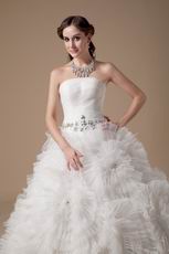 Strapless Floor-length Puffy Skirt Ivory Bridal Gown Discount