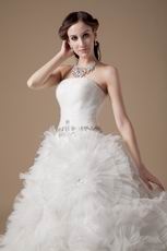 Strapless Floor-length Puffy Skirt Ivory Bridal Gown Discount