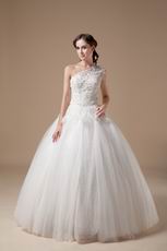 Discount One Shoulder Puffy Bridal Wedding Dress 2014