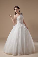 Discount One Shoulder Puffy Bridal Wedding Dress 2014