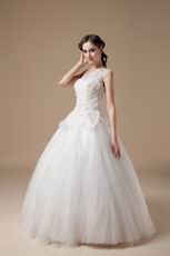 Discount One Shoulder Puffy Bridal Wedding Dress 2014