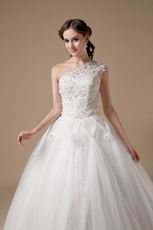 Discount One Shoulder Puffy Bridal Wedding Dress 2014