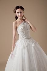 Discount One Shoulder Puffy Bridal Wedding Dress 2014