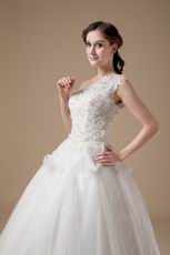 Discount One Shoulder Puffy Bridal Wedding Dress 2014