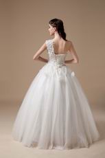 Discount One Shoulder Puffy Bridal Wedding Dress 2014