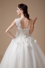 Discount One Shoulder Puffy Bridal Wedding Dress 2014