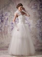 One Shoulder Ivory Organza Floor Length Wedding Dress For Cheap