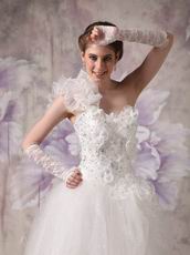 One Shoulder Ivory Organza Floor Length Wedding Dress For Cheap