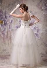 One Shoulder Ivory Organza Floor Length Wedding Dress For Cheap