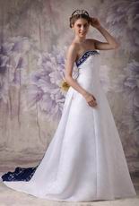 Discount Strapless Embroidery 2014 Wedding Dress With Color
