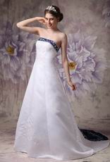 Discount Strapless Embroidery 2014 Wedding Dress With Color