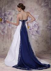 Discount Strapless Embroidery 2014 Wedding Dress With Color
