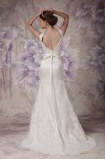 Modest V-neck Applique Lace Wedding Dress Manufacturer
