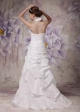 Beautiful Halter Taffeta Wedding Dress With Handcrafted Flowers