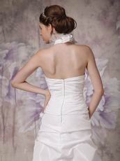 Beautiful Halter Taffeta Wedding Dress With Handcrafted Flowers