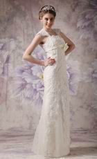 Exquisite Straps Wedding Dress With Square Neck Design