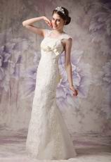 Exquisite Straps Wedding Dress With Square Neck Design