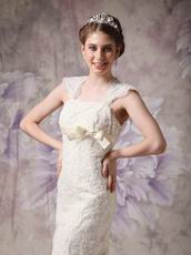 Exquisite Straps Wedding Dress With Square Neck Design
