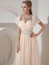 Champagne Column Sweetheart Chiffon Skirt Beading Prom Dress