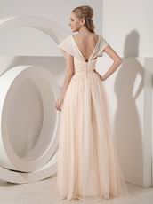 Champagne Column Sweetheart Chiffon Skirt Beading Prom Dress