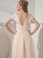 Champagne Column Sweetheart Chiffon Skirt Beading Prom Dress