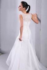 Destination Scoop Neck Trumpet White Fishtail Wedding Dress