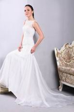 Destination Scoop Neck Trumpet White Fishtail Wedding Dress