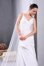 Cheap V-Neck A-line Wedding Dress Made By Ivory Taffeta