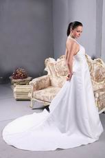 Informal Halter V-neck Ivory Bridal Wedding Dress With Applique