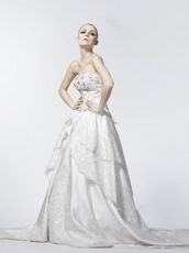 Exquisite Beaded A-line Appliqued Layers Chapel Wedding Dress