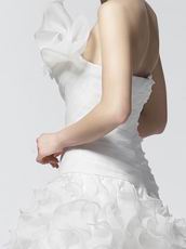 Fashionable Single Shouler Mermaid Ruffles Cascade Wedding Gown
