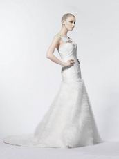 Elegant Straps V-Neck Cascade Mermaid Skirt Wedding Dress