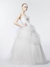 Appliqued Floor-Length Michigan Organza Wedding Dress Cheap