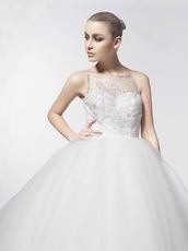 Jewel Appliqued Corset Back Puffy Skirt Custom Wedding Dress