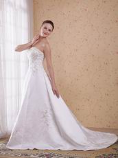 Strapless Embroidery Ivory Church Wedding Dress For 2014 Bride