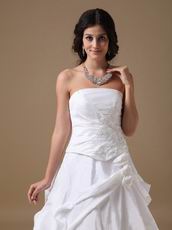 Strapless Side Applique 2014 Discount Wedding Dress For Sale