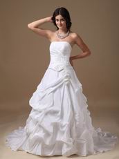 Strapless Side Applique 2014 Discount Wedding Dress For Sale