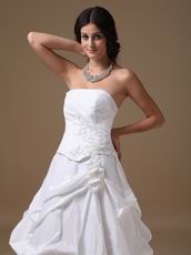 Strapless Side Applique 2014 Discount Wedding Dress For Sale