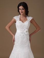 Pretty Mermaid Sweetheart Lace Fabric Wedding Dress With Belt