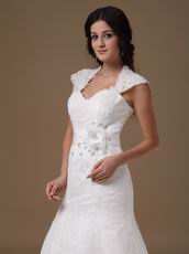 Pretty Mermaid Sweetheart Lace Fabric Wedding Dress With Belt