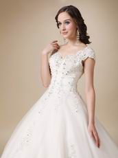 Unique Sweetheart Neck Applique Church Wedding Dress Puffy