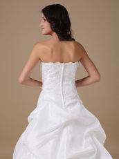 Beaded Strapless Zip Back Wedding Dress With Applique Decorate