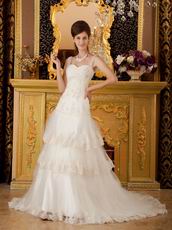 Princess Straps Court Lace and Beading Layered Designer Bridal Dress