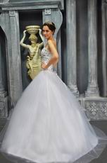 Lovely Princess Sweetheart Crystals White Wedding Dresses For Bride