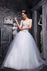 Lovely Princess Sweetheart Crystals White Wedding Dresses For Bride