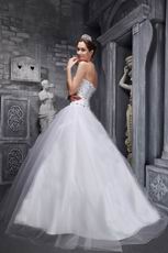 Lovely Princess Sweetheart Crystals White Wedding Dresses For Bride